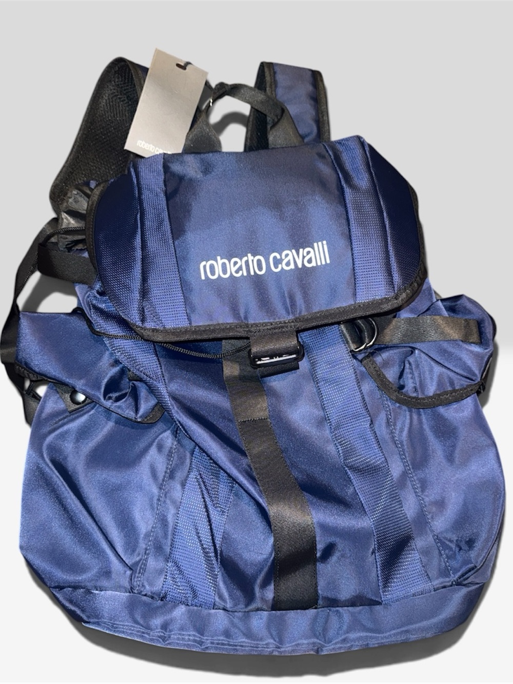 NWT- Roberto Cavalli- Navy Logo Utility Backpack